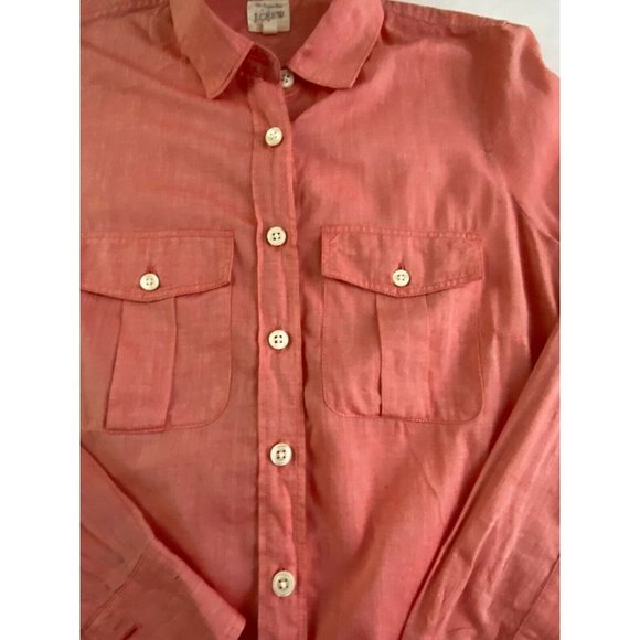 J. Crew The Perfect Shirt Peach Sz XS Extra Small - Picture 8 of 8